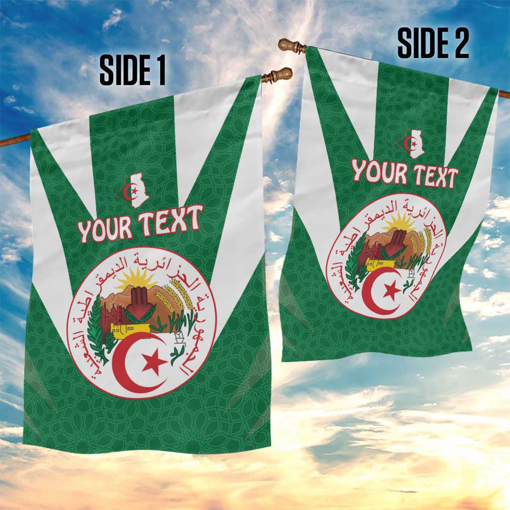 Personalised Afro Algeria Garden Flag Coat Of Arms With Islamic Pattern LT15