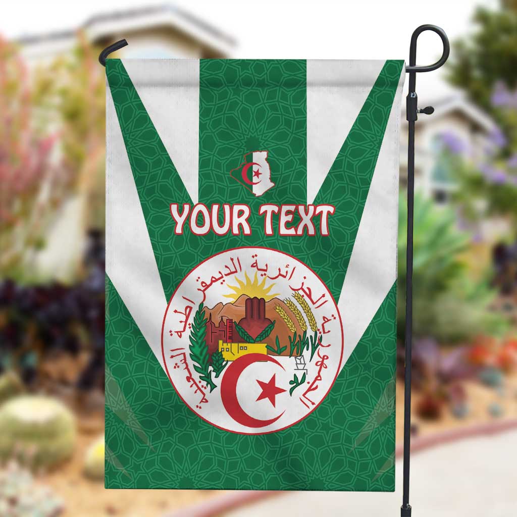 Personalised Afro Algeria Garden Flag Coat Of Arms With Islamic Pattern LT15