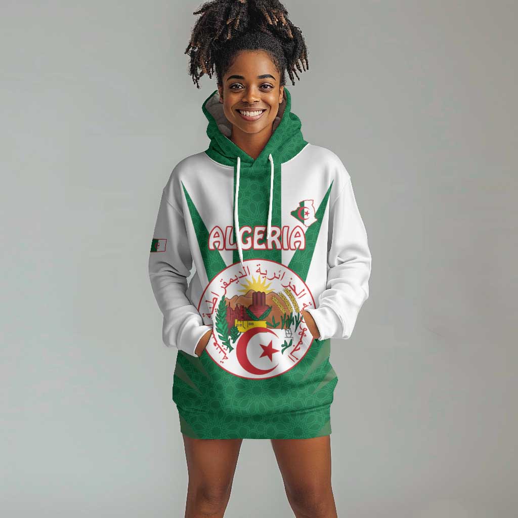 Personalised Afro Algeria Hoodie Dress Coat Of Arms With Islamic Pattern LT15