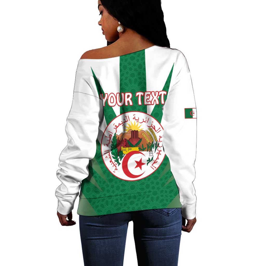 Personalised Afro Algeria Off Shoulder Sweater Coat Of Arms With Islamic Pattern LT15
