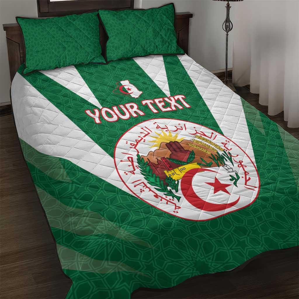 Personalised Afro Algeria Quilt Bed Set Coat Of Arms With Islamic Pattern LT15