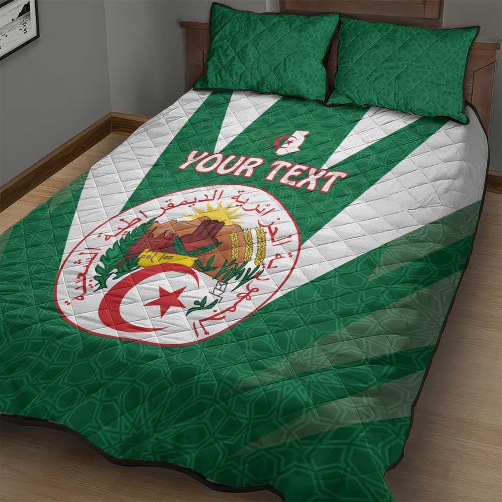 Personalised Afro Algeria Quilt Bed Set Coat Of Arms With Islamic Pattern LT15