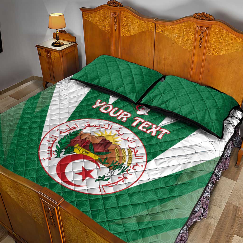 Personalised Afro Algeria Quilt Bed Set Coat Of Arms With Islamic Pattern LT15