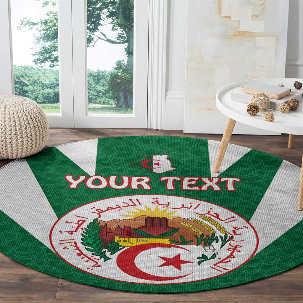 Personalised Afro Algeria Round Carpet Coat Of Arms With Islamic Pattern LT15