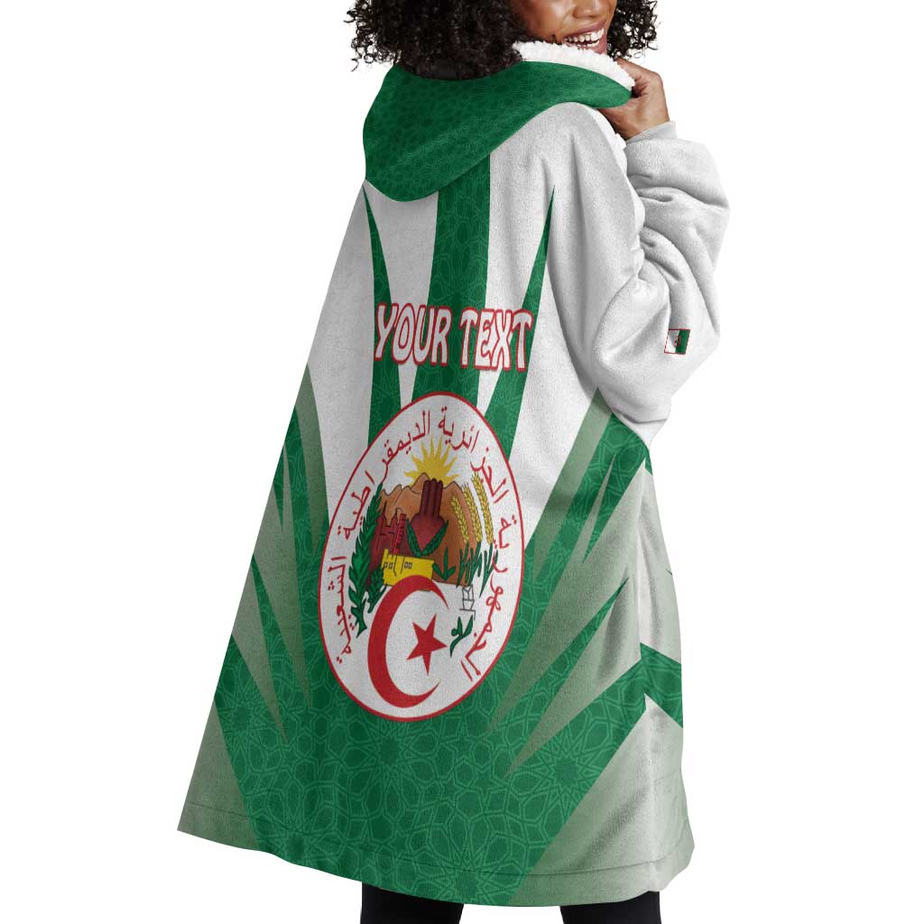 Personalised Afro Algeria Wearable Blanket Hoodie Coat Of Arms With Islamic Pattern LT15