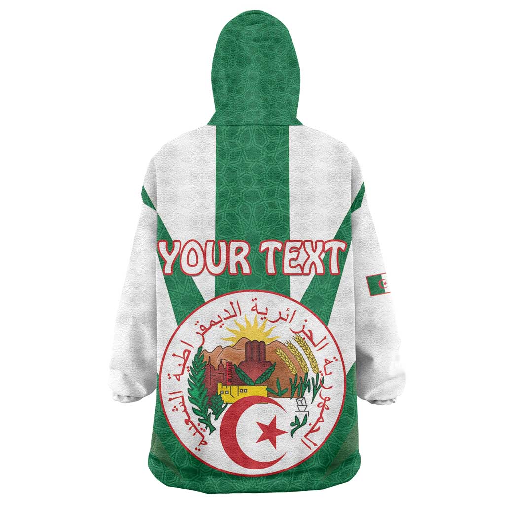 Personalised Afro Algeria Wearable Blanket Hoodie Coat Of Arms With Islamic Pattern LT15