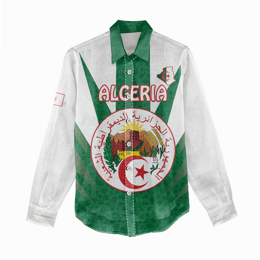 Personalised Afro Algeria Women Casual Shirt Coat Of Arms With Islamic Pattern LT15