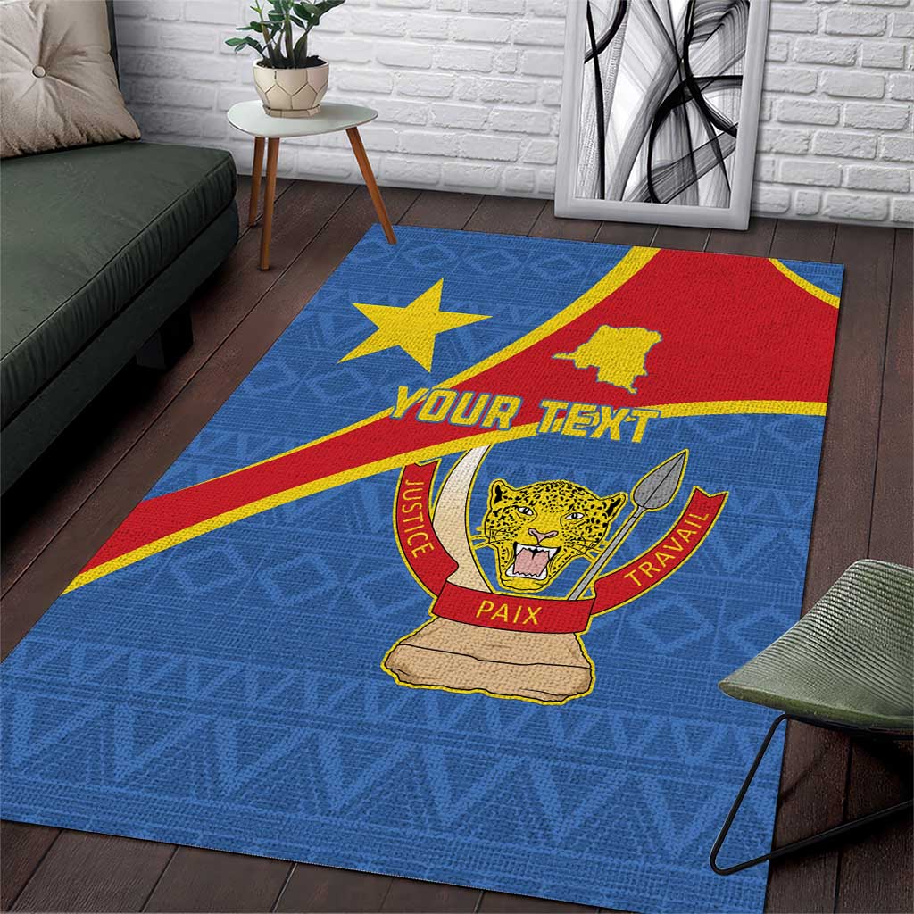 Personalised DR Congo Area Rug Coat Of Arms With Map LT15