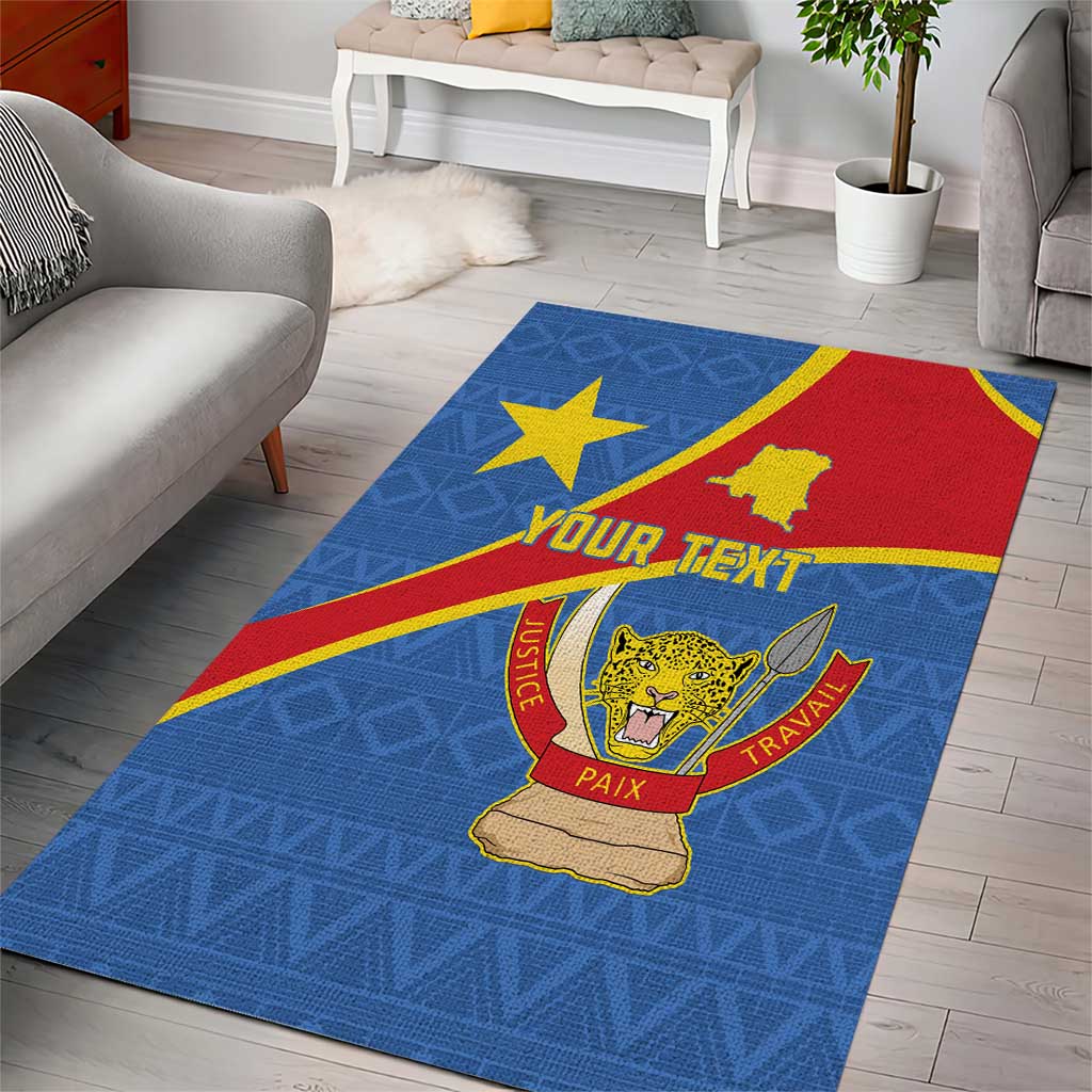 Personalised DR Congo Area Rug Coat Of Arms With Map LT15
