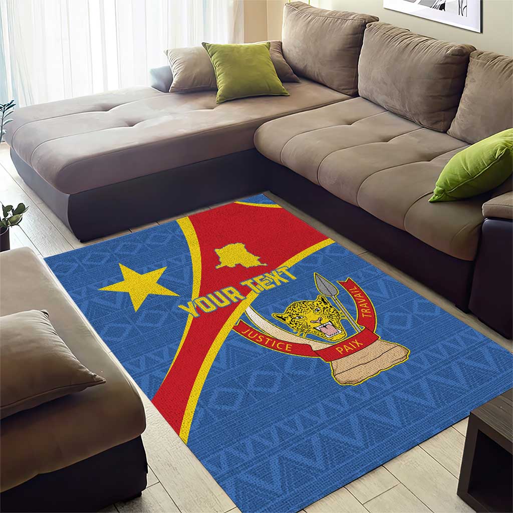 Personalised DR Congo Area Rug Coat Of Arms With Map LT15