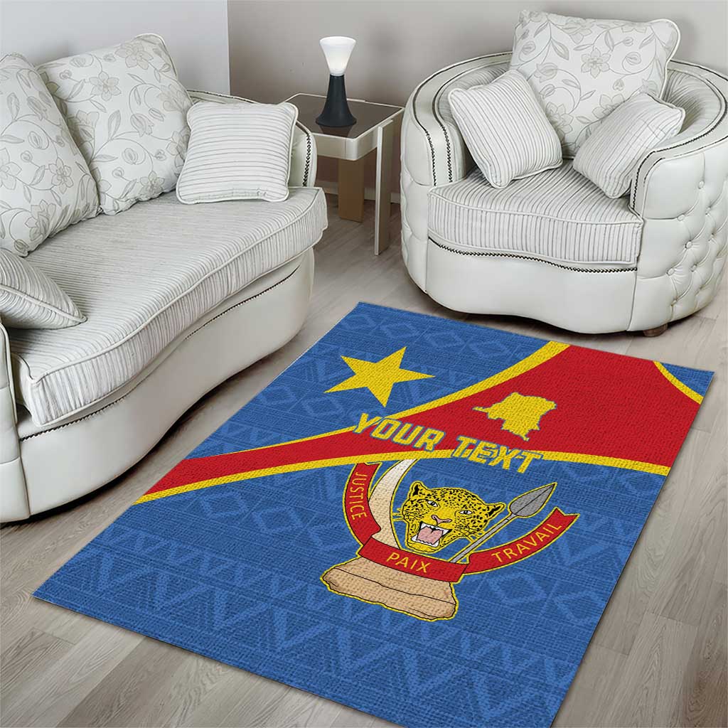 Personalised DR Congo Area Rug Coat Of Arms With Map LT15