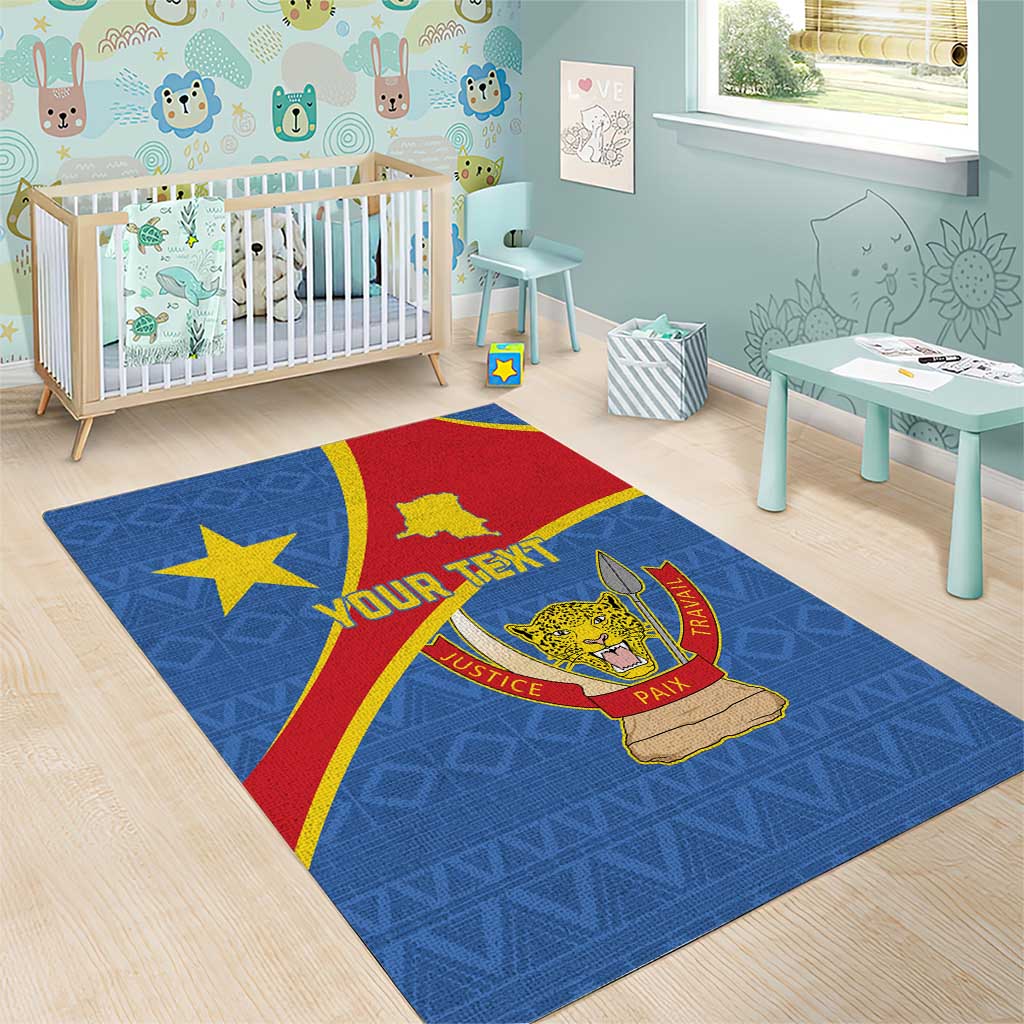 Personalised DR Congo Area Rug Coat Of Arms With Map LT15