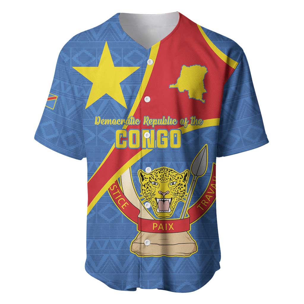Personalised DR Congo Baseball Jersey Coat Of Arms With Map LT15