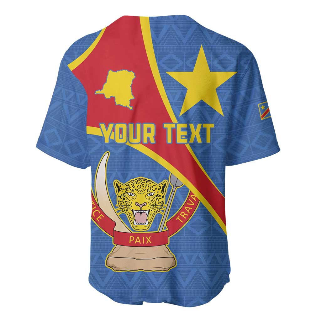 Personalised DR Congo Baseball Jersey Coat Of Arms With Map LT15