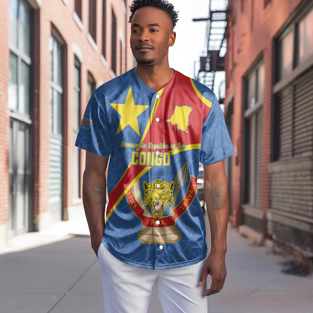 Personalised DR Congo Baseball Jersey Coat Of Arms With Map LT15