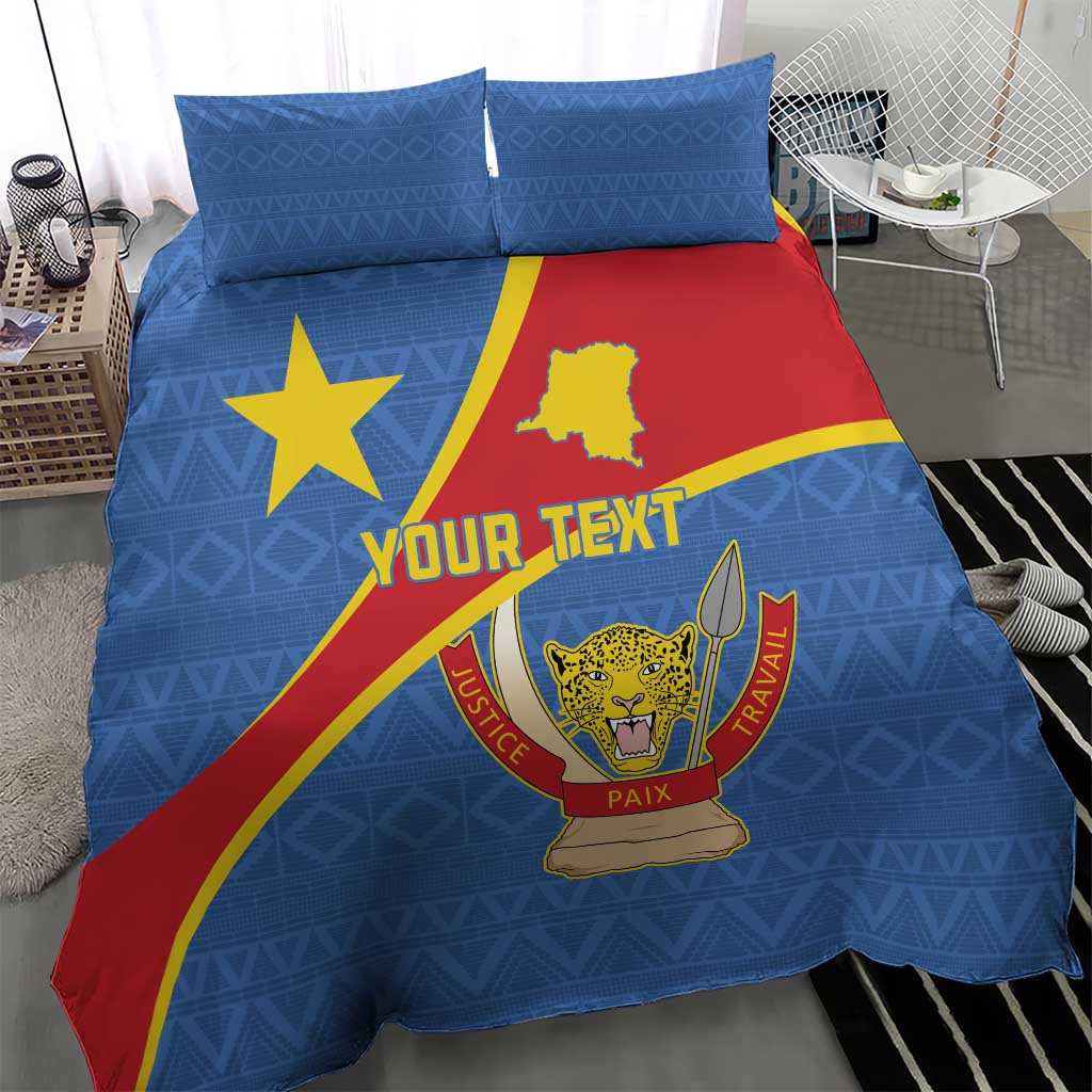 Personalised DR Congo Bedding Set Coat Of Arms With Map LT15