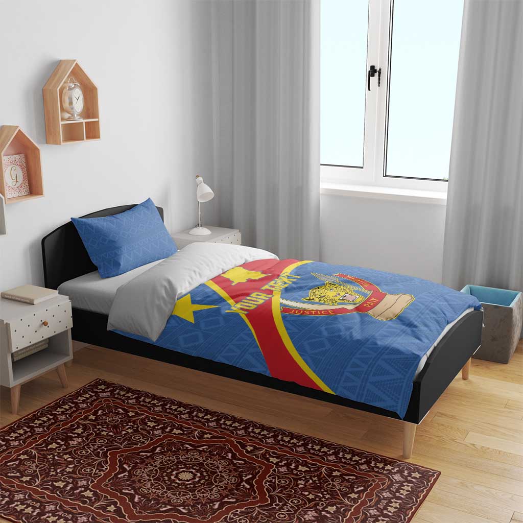 Personalised DR Congo Bedding Set Coat Of Arms With Map LT15