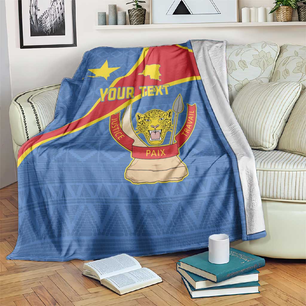 Personalised DR Congo Blanket Coat Of Arms With Map LT15