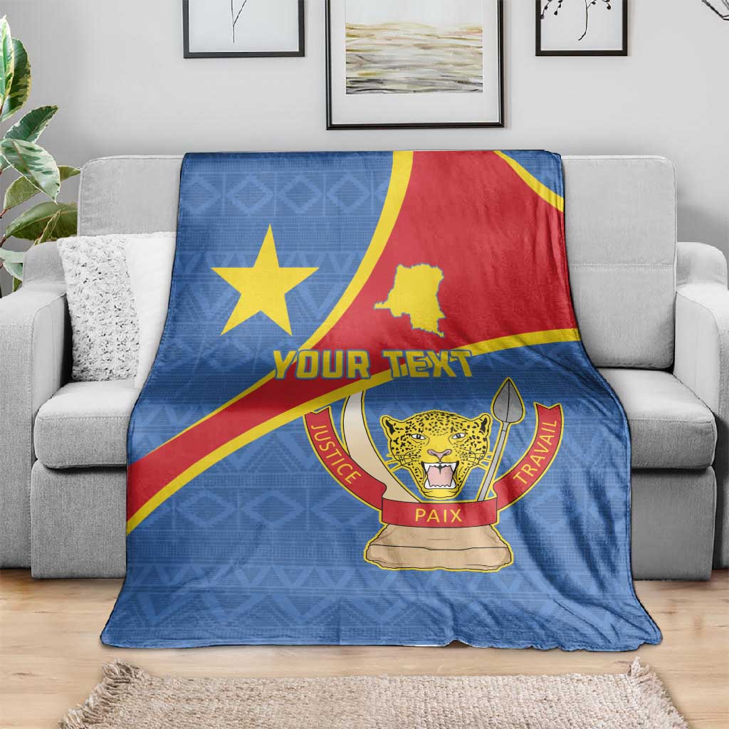 Personalised DR Congo Blanket Coat Of Arms With Map LT15