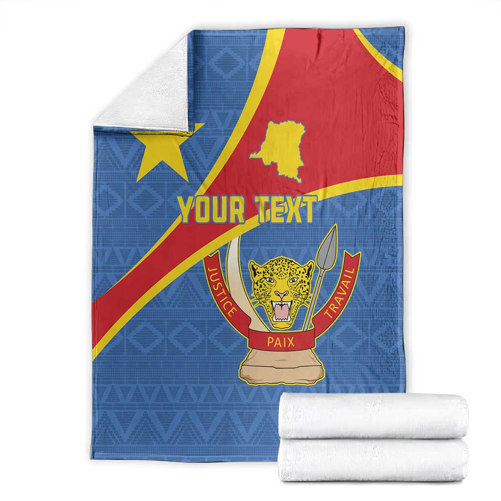Personalised DR Congo Blanket Coat Of Arms With Map LT15