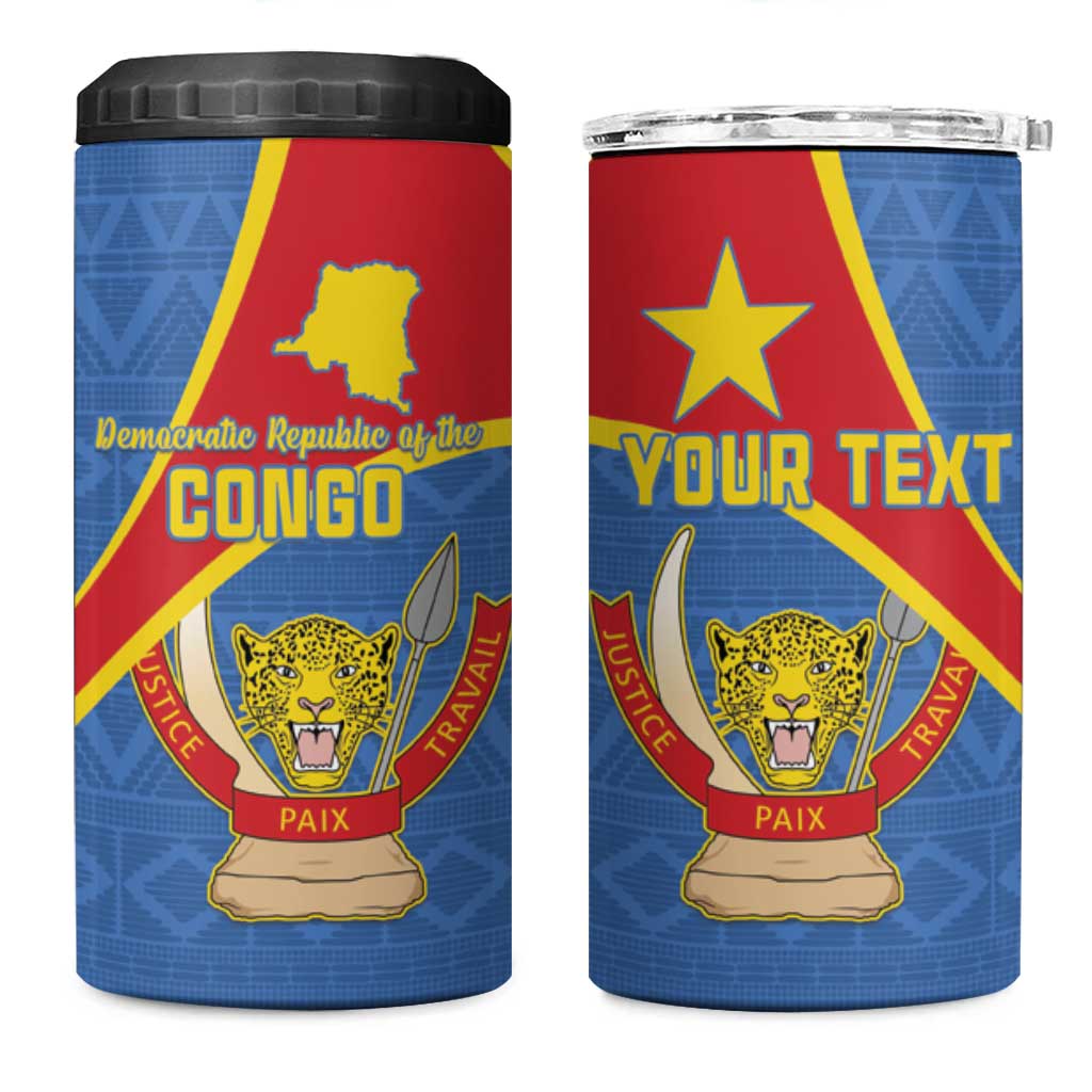 Personalised DR Congo 4 in 1 Can Cooler Tumbler Coat Of Arms With Map LT15