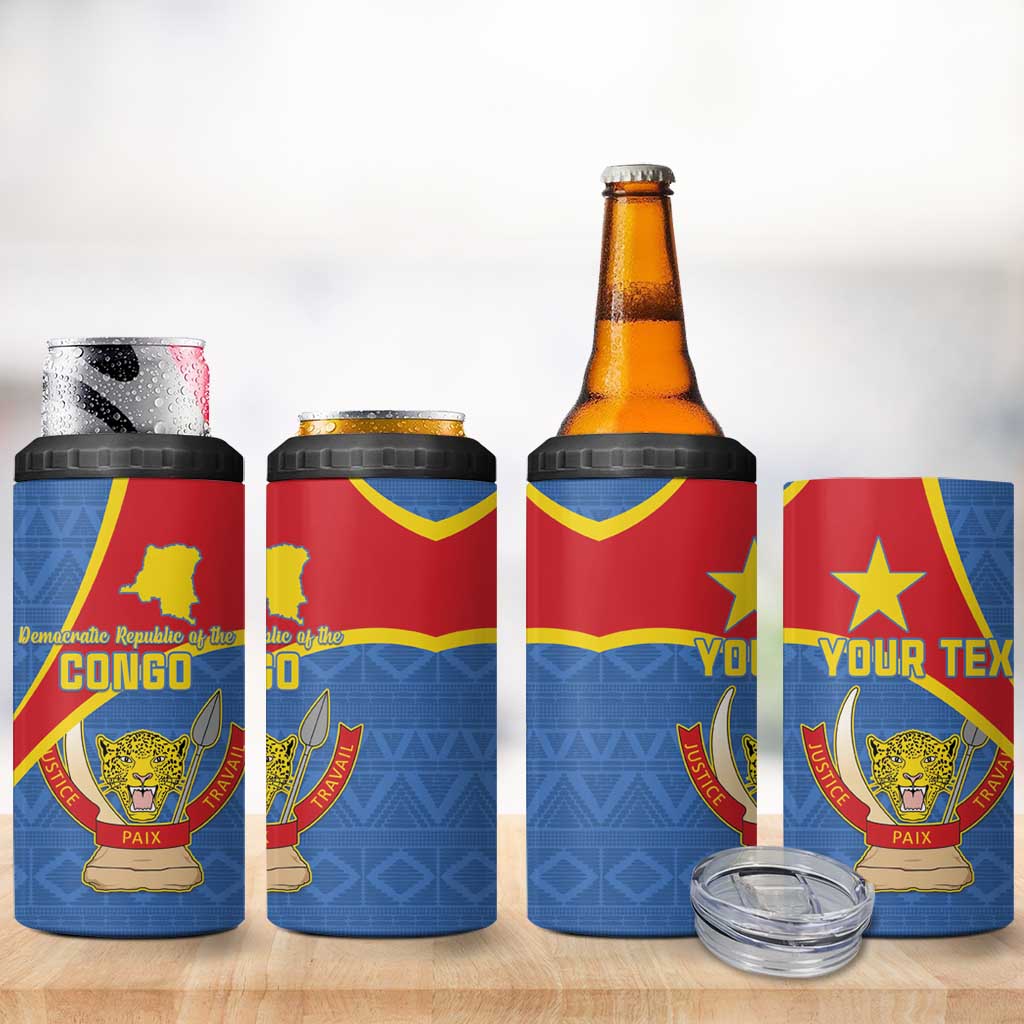 Personalised DR Congo 4 in 1 Can Cooler Tumbler Coat Of Arms With Map LT15