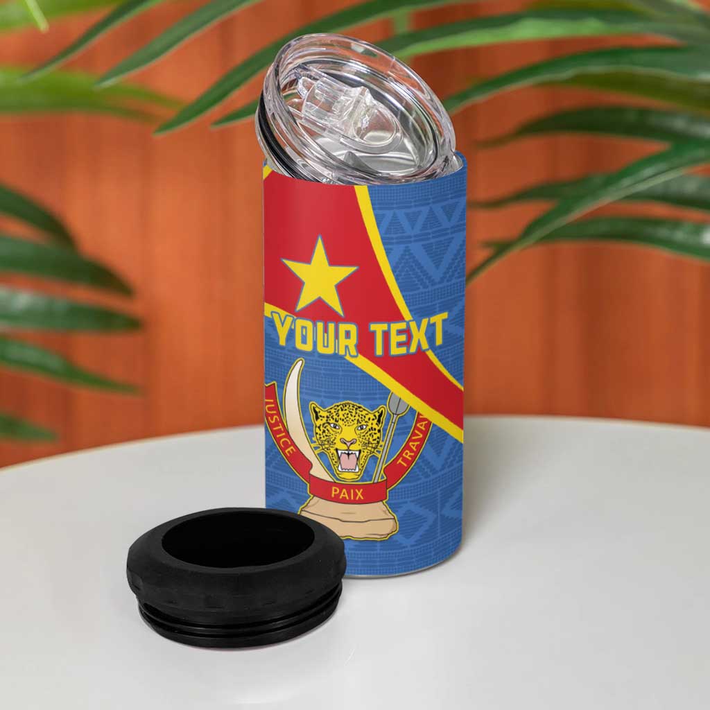 Personalised DR Congo 4 in 1 Can Cooler Tumbler Coat Of Arms With Map LT15
