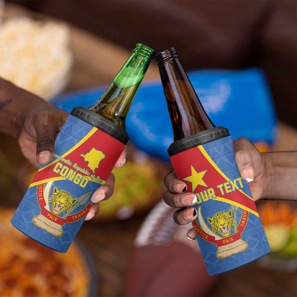 Personalised DR Congo 4 in 1 Can Cooler Tumbler Coat Of Arms With Map LT15