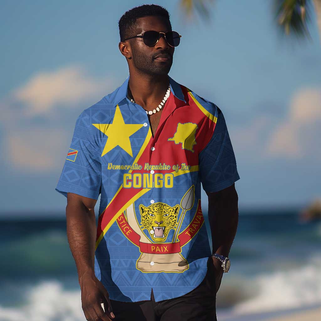 Personalised DR Congo Hawaiian Shirt Coat Of Arms With Map LT15
