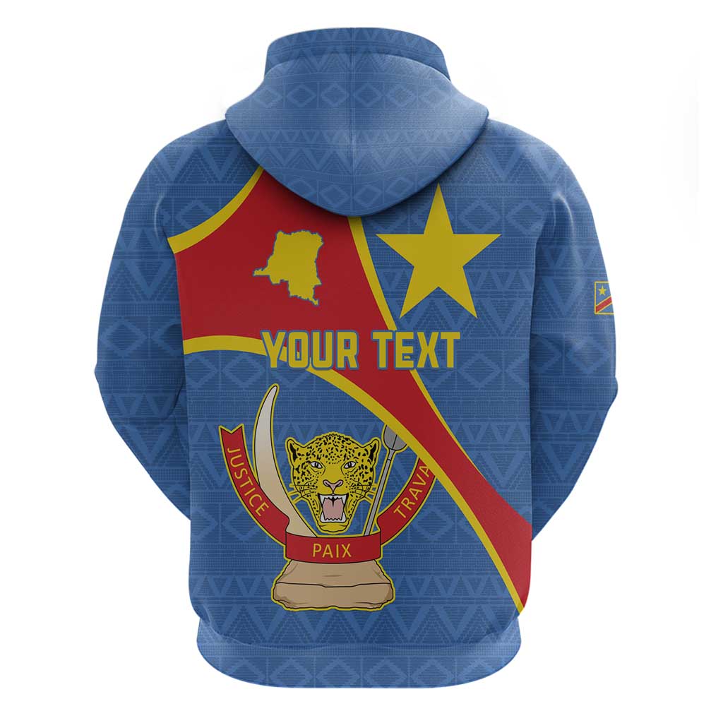 Personalised DR Congo Hoodie Coat Of Arms African Pattern LT15