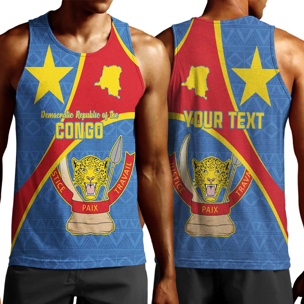 Personalised DR Congo Men Tank Top Coat Of Arms With Map LT15