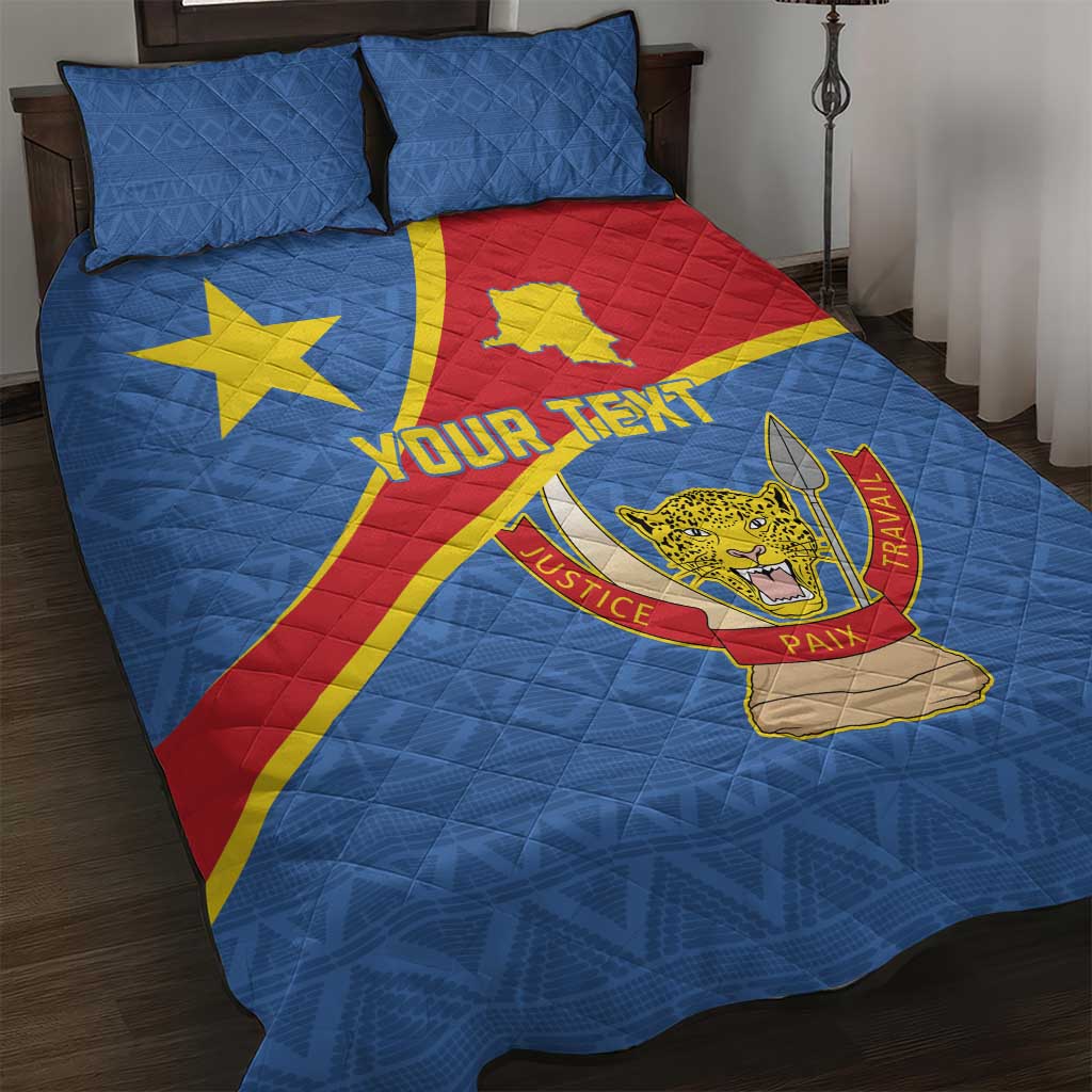 Personalised DR Congo Quilt Bed Set Coat Of Arms With Map LT15