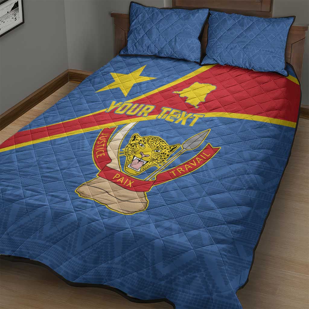 Personalised DR Congo Quilt Bed Set Coat Of Arms With Map LT15