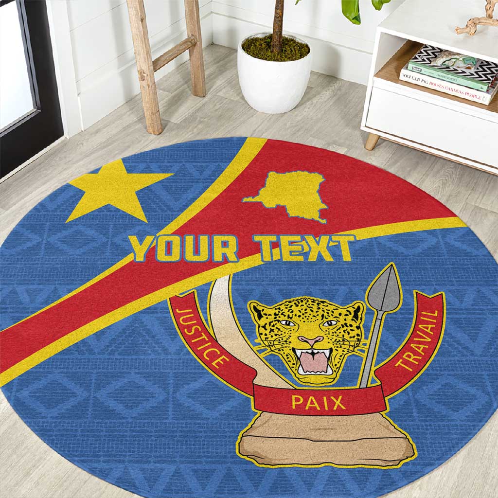 Personalised DR Congo Round Carpet Coat Of Arms With Map LT15