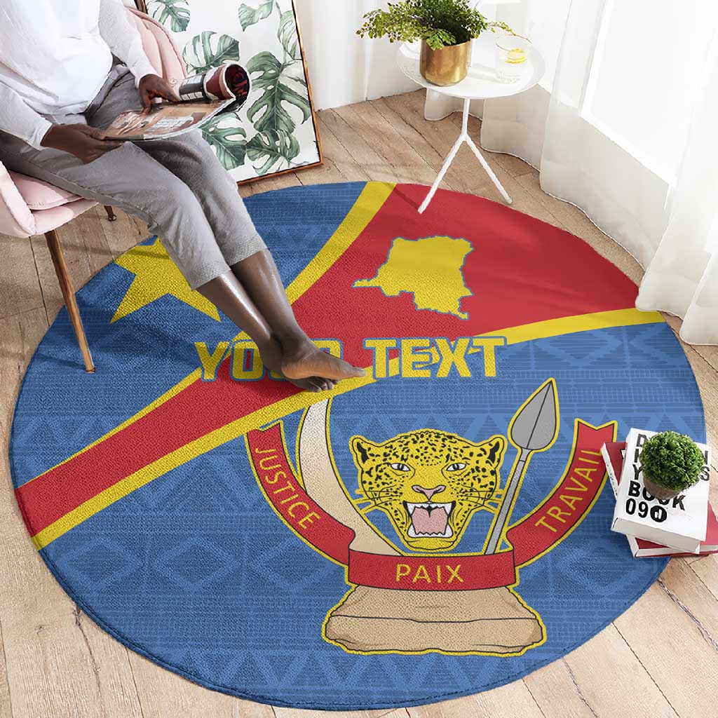 Personalised DR Congo Round Carpet Coat Of Arms With Map LT15