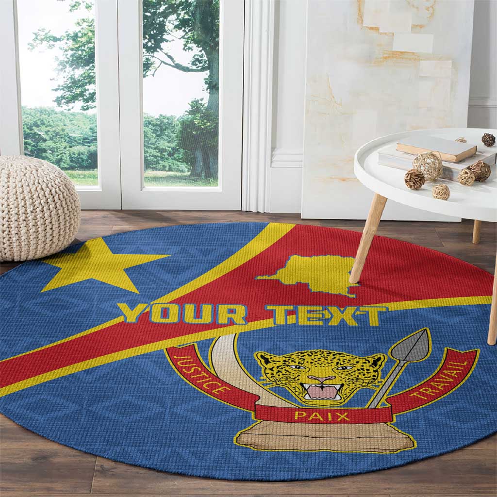 Personalised DR Congo Round Carpet Coat Of Arms With Map LT15
