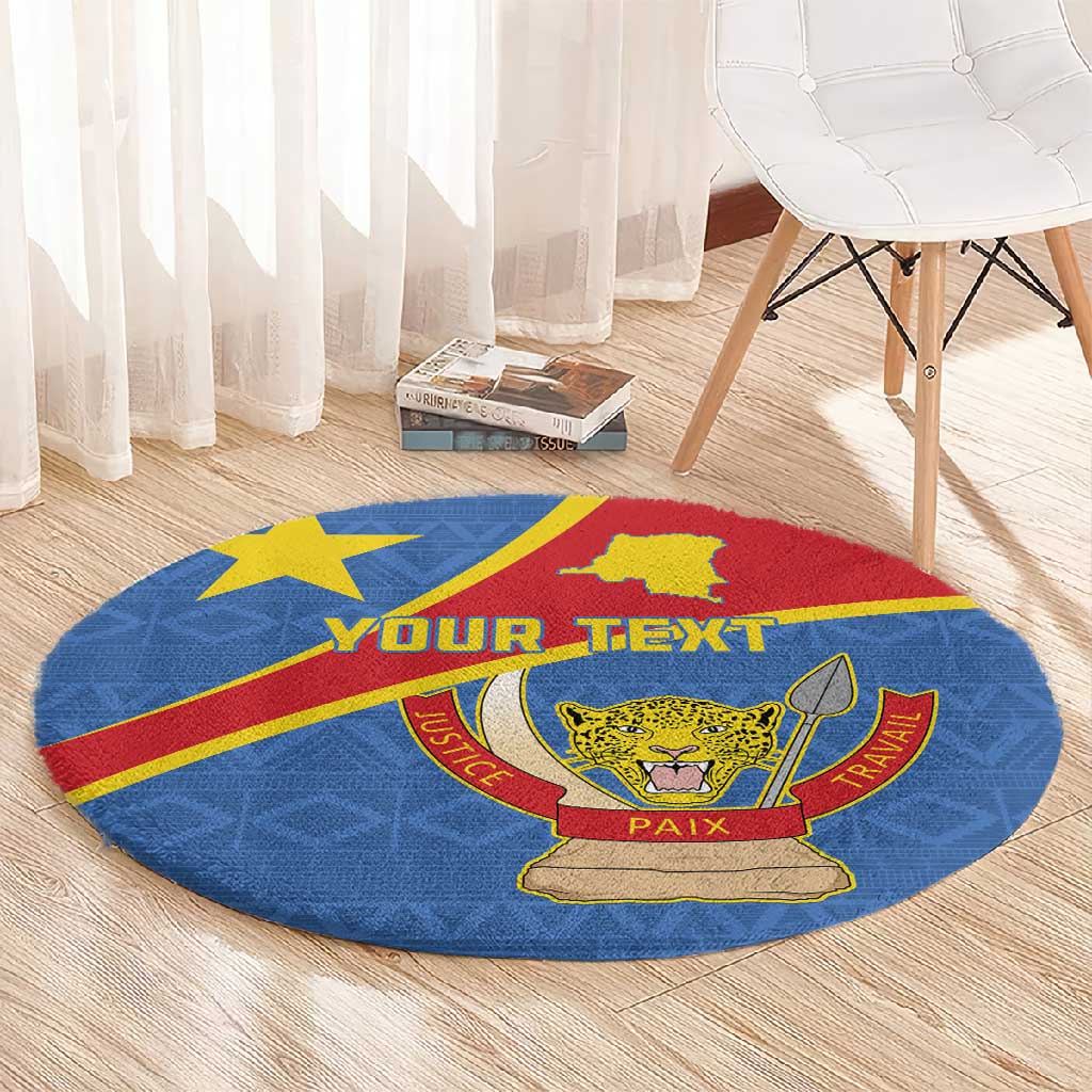 Personalised DR Congo Round Carpet Coat Of Arms With Map LT15