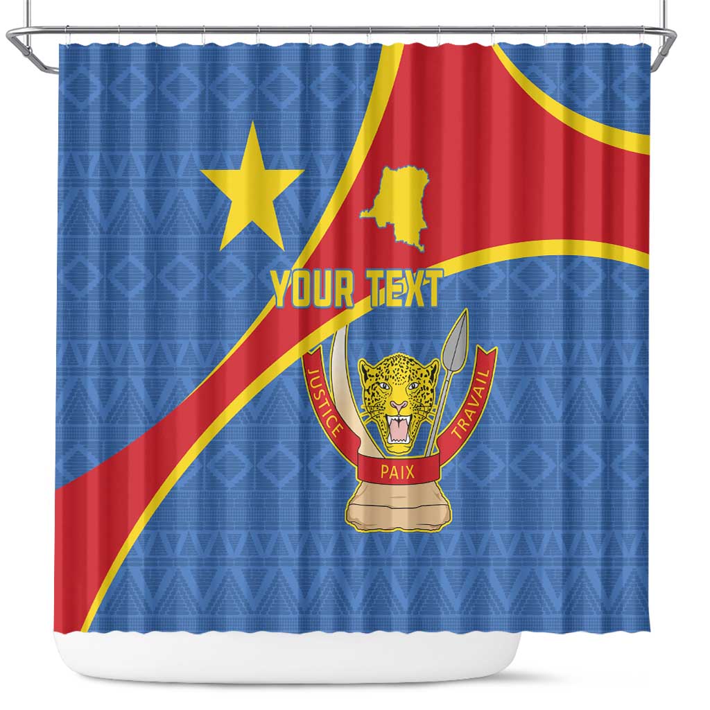 Personalised DR Congo Shower Curtain Coat Of Arms African Pattern LT15