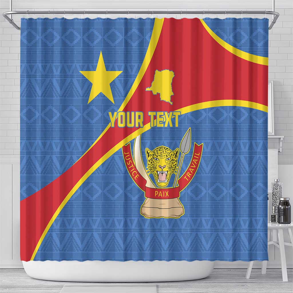 Personalised DR Congo Shower Curtain Coat Of Arms African Pattern LT15