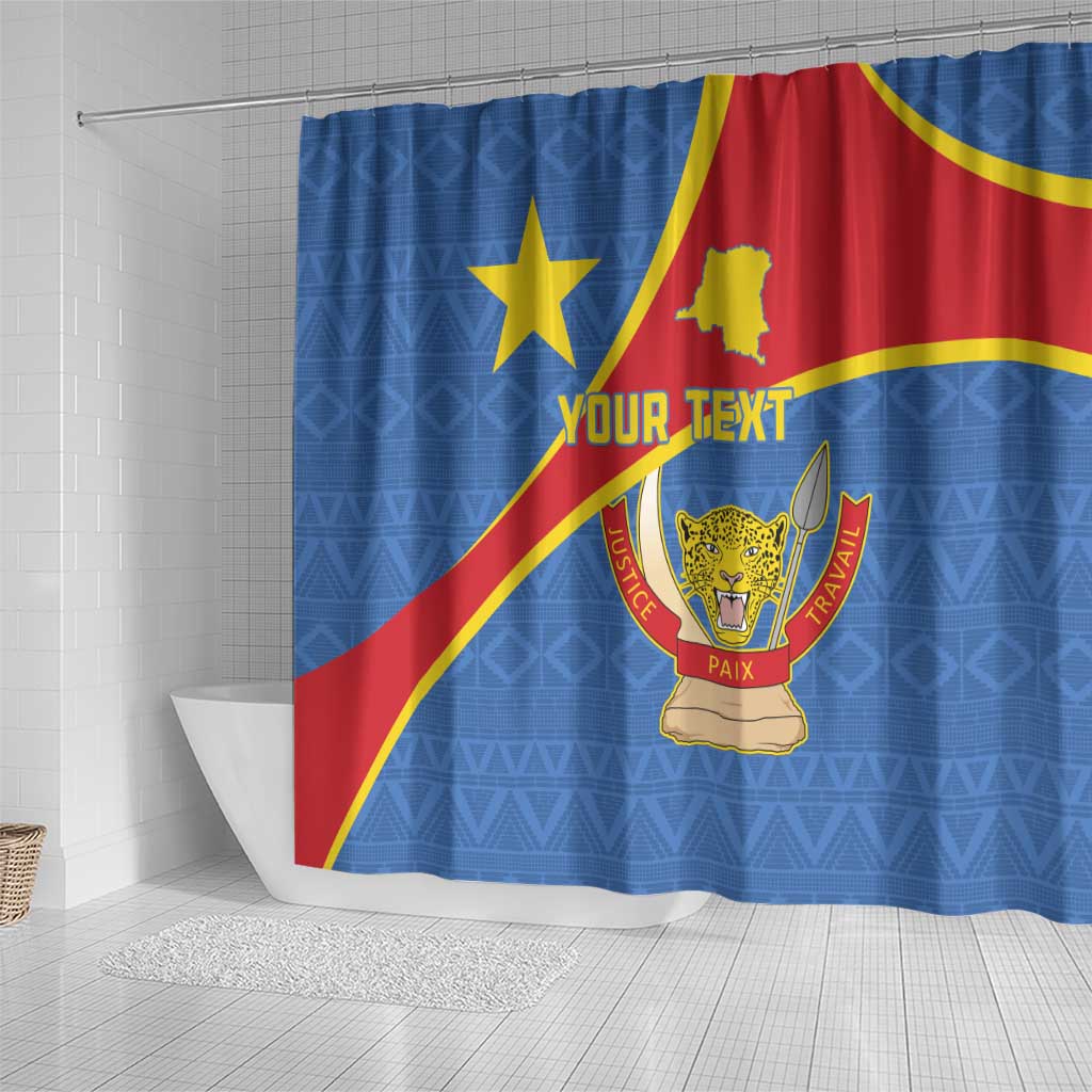 Personalised DR Congo Shower Curtain Coat Of Arms African Pattern LT15
