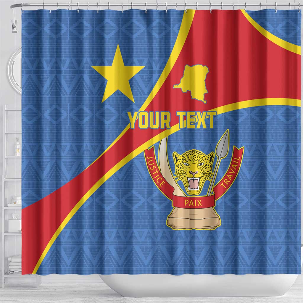 Personalised DR Congo Shower Curtain Coat Of Arms African Pattern LT15