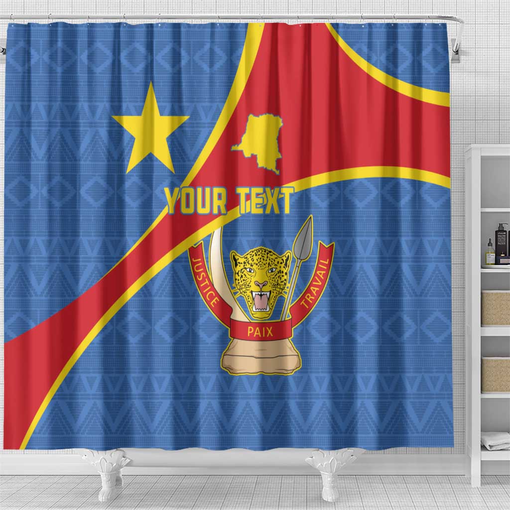 Personalised DR Congo Shower Curtain Coat Of Arms African Pattern LT15