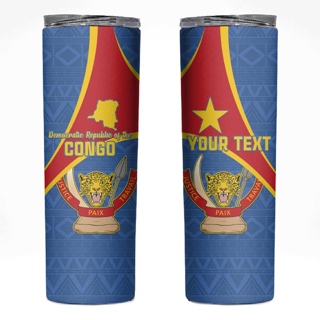 Personalised DR Congo Skinny Tumbler Coat Of Arms With Map LT15