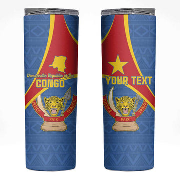 Personalised DR Congo Skinny Tumbler Coat Of Arms With Map LT15
