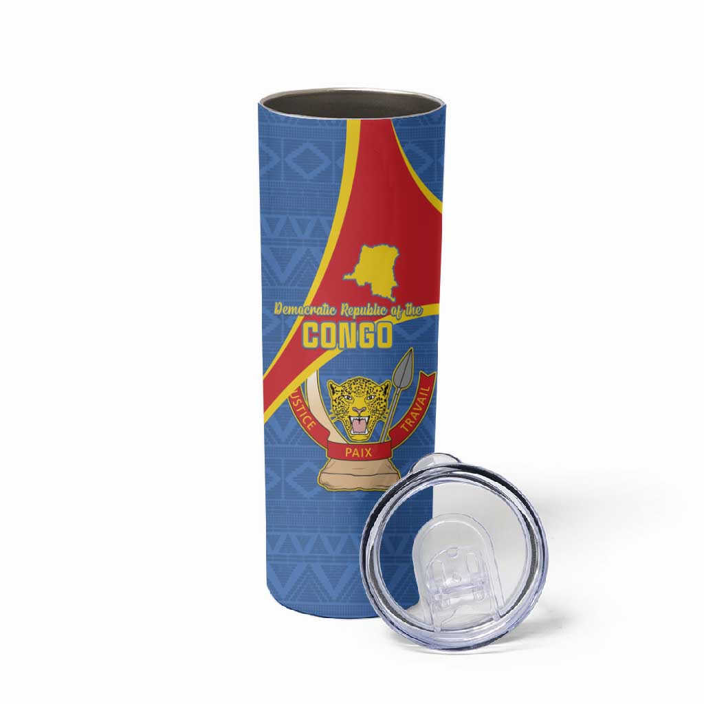Personalised DR Congo Skinny Tumbler Coat Of Arms With Map LT15