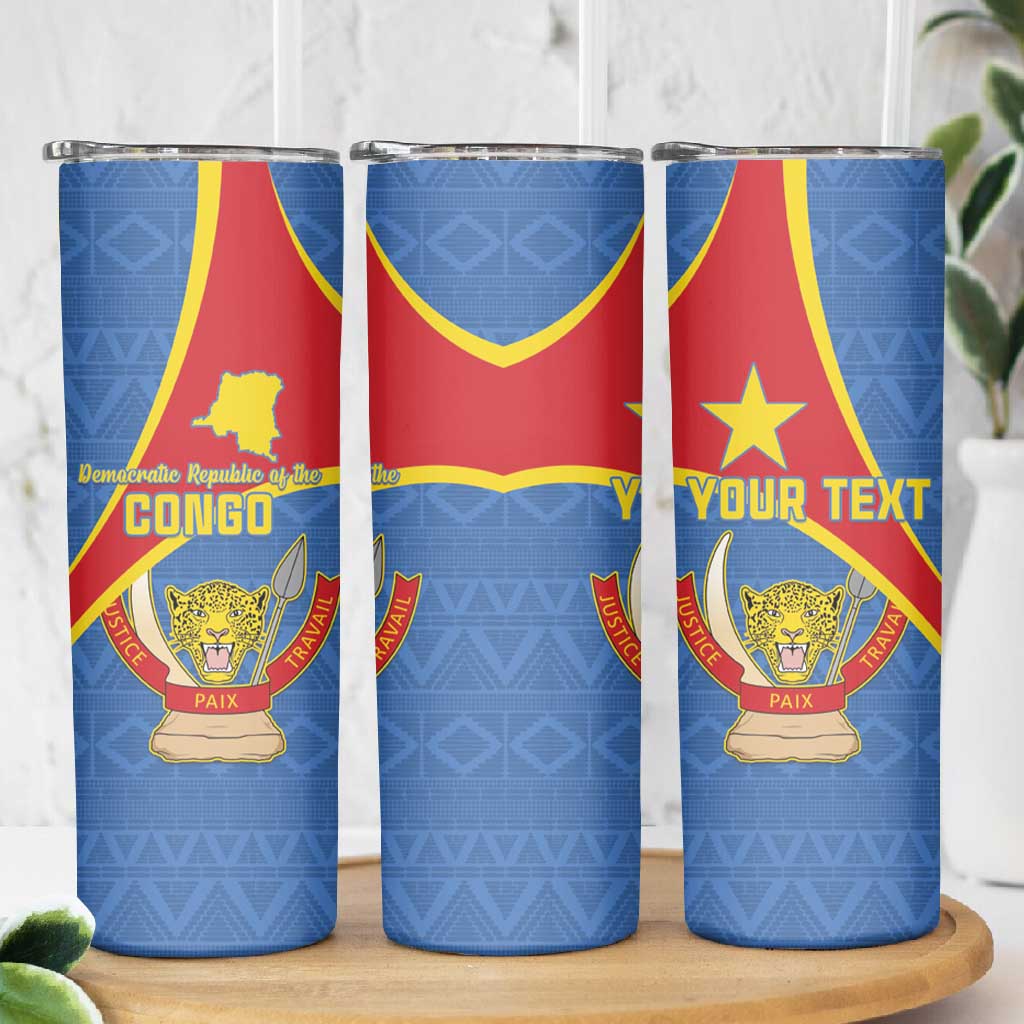 Personalised DR Congo Skinny Tumbler Coat Of Arms With Map LT15