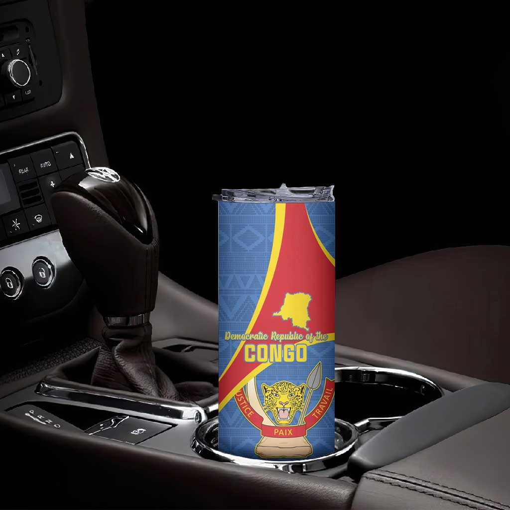 Personalised DR Congo Skinny Tumbler Coat Of Arms With Map LT15