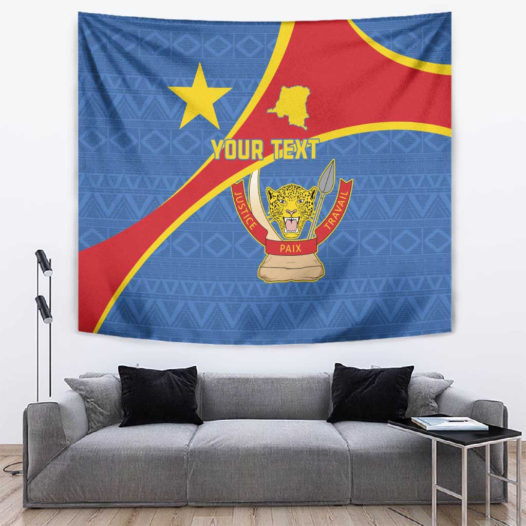 Personalised DR Congo Tapestry Coat Of Arms With Map LT15