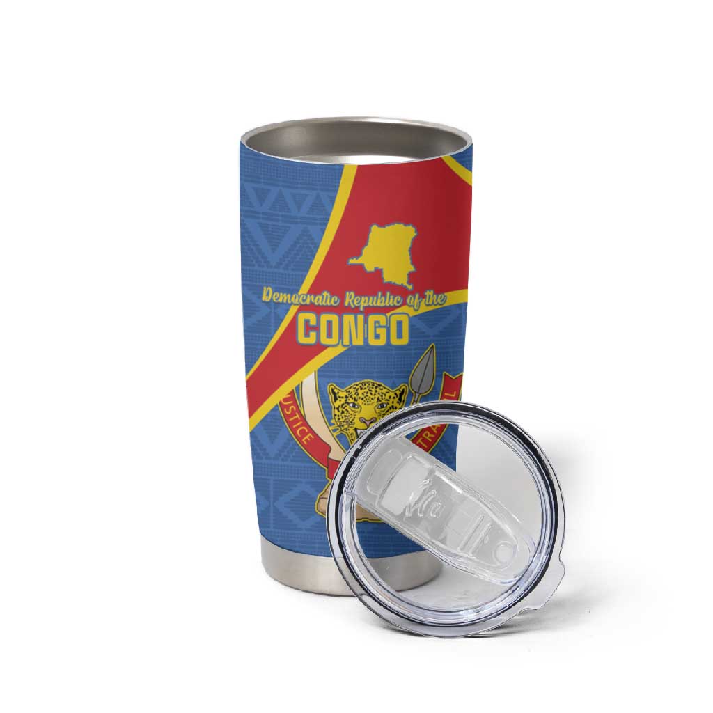 Personalised DR Congo Tumbler Cup Coat Of Arms With Map LT15