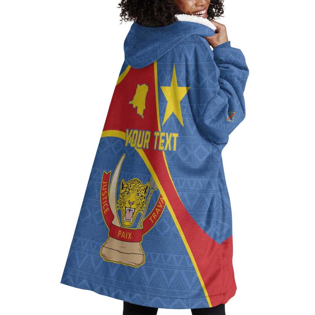 Personalised DR Congo Wearable Blanket Hoodie Coat Of Arms With Map LT15